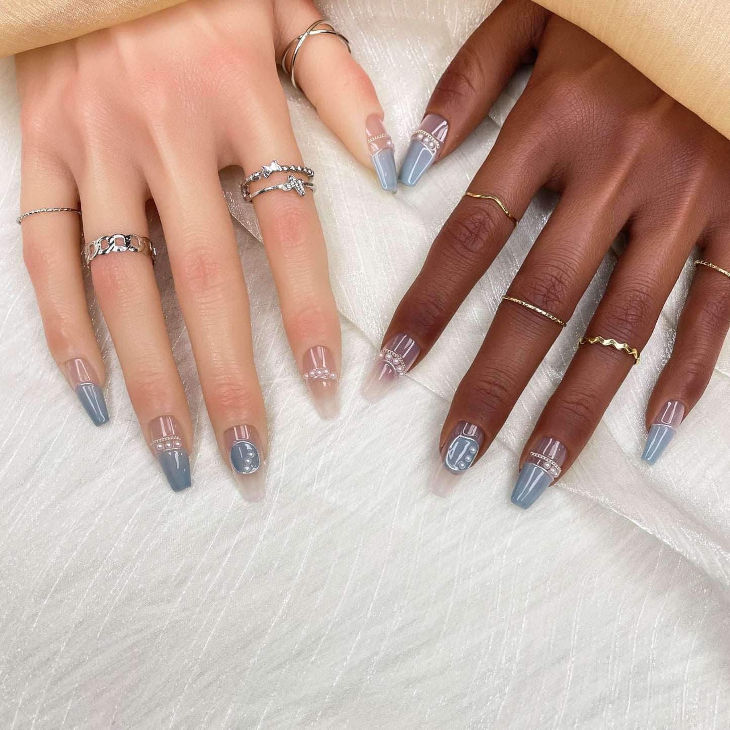 GGddsha 2025 Handmade Nail Art Reusable Medium Press-On Nails Simple Full Coverage Fake Nails With Box Gifts for Women