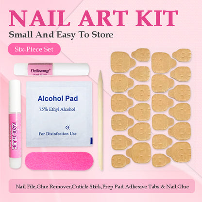 GGddsha 2025 Handmade Nails Reusable Medium Press-On Nails French Mixed Colors with Heart Rhinestones Full Coverage Women's Manicure Set