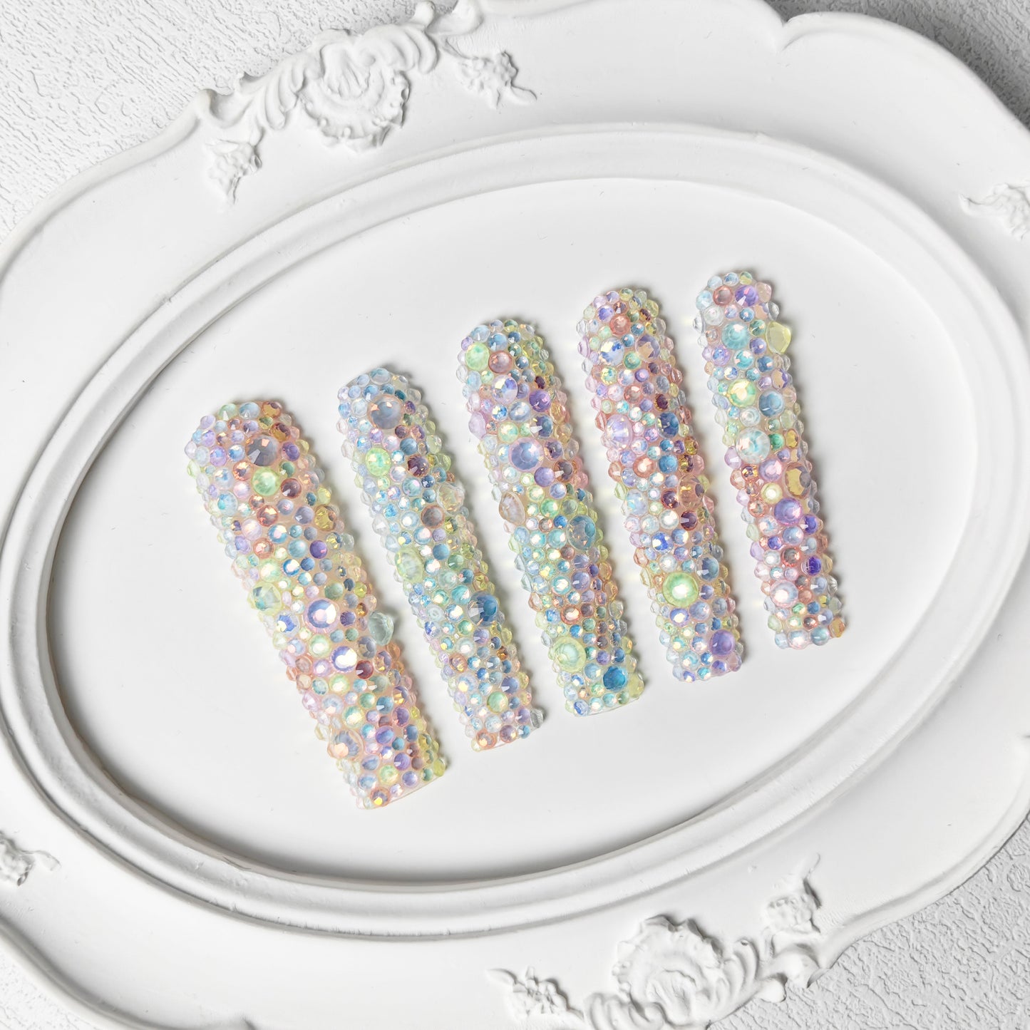 GGddsha 2025 Long Novel Design and Reusable Handmade PMMA Acrylic Press on Nails Full Coverage Candy 3D Crystal Fake Nails With Box Gifts for Women